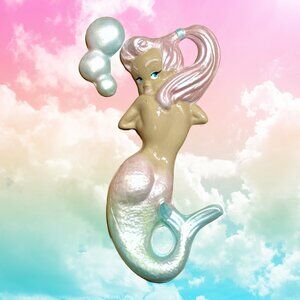 Chalkware Mermaid + Bubbles - Frosty Pastel Colors
